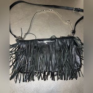 Rebeca Minkoff black real leather fringed handbag. SO CUTE!!!